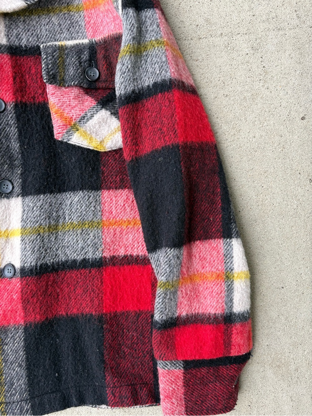 Vintage 80s CPO Plaid Wool Blend Shirt Jacket - No Size Tag Oversized Medium - Picture 2 of 5